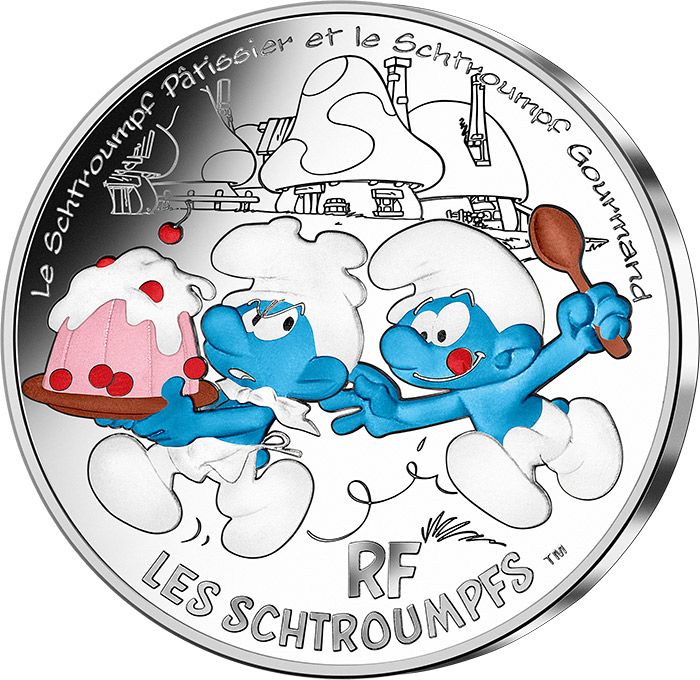 Pièce France - Monnaie de Paris Les Schtroumpfs Patissier et Gourmand - 50 Euros Argent Couleur 2020 (MDP) - Les Schtroumpfs - Vague 2