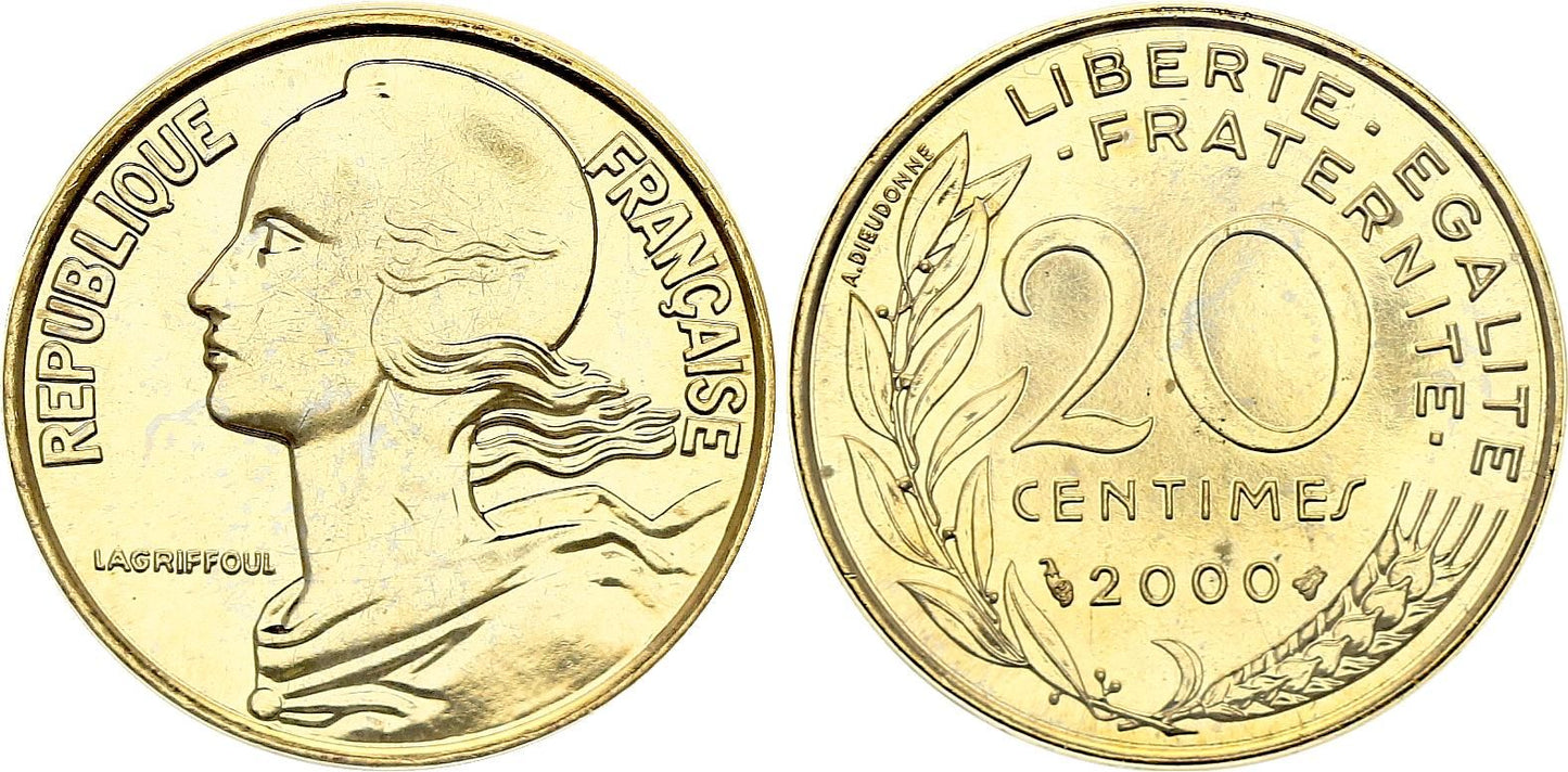 Pièce France 20 centimes Lagriffoul - 2000 Frappe BU