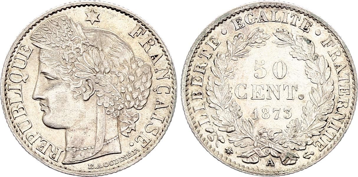 Pièce France 50 Centimes Ceres - IIIème République - 1873 A Paris