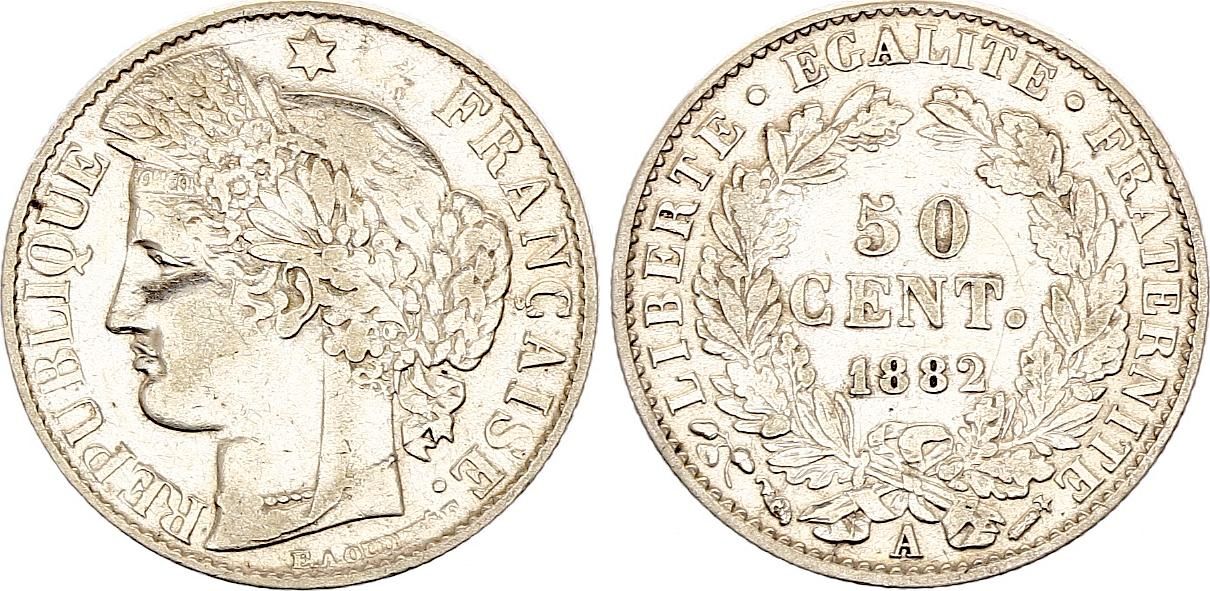 Pièce France 50 Centimes Ceres - IIIème République - 1882 A Paris