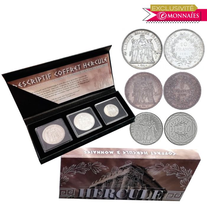 Pièce Guyane Française Coffret Hercule « Figure numismatique française » - 3 pièces - Exclusif Emonnaies