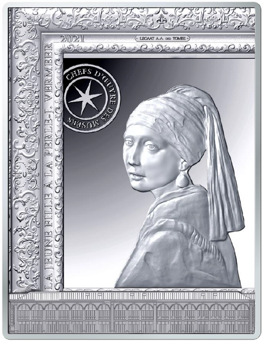 Pièce France - Monnaie de Paris 50 Euros Argent 100 g. BE 2021 - La Jeune fille à la Perle de Vermeer -  Chefs d'Oeuvre des musées (MD