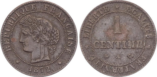 Pièce France 1 Centime Cérès - 1872 A Paris