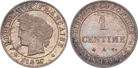 Pièce France 1 Centime Cérès - 1877 A Paris