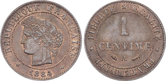 Pièce France 1 Centime Cérès - 1884 A Paris