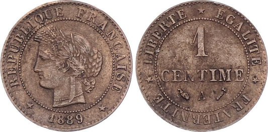 Pièce France 1 Centime Cérès - 1889 A Paris