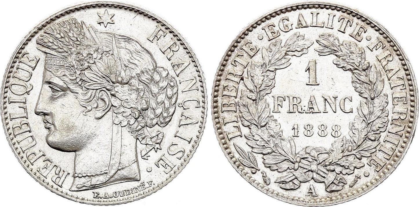 Pièce France 1 Franc Cérès - 1888 A Paris