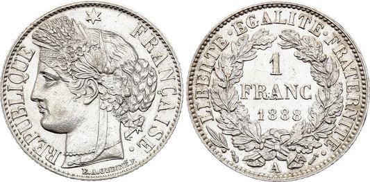Pièce France 1 Franc Cérès - 1888 A Paris