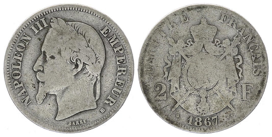 Pièce France 2 Francs - Napoléon III - Années variées 1866-1870