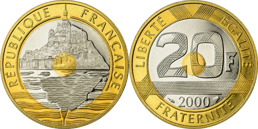 Pièce France 20 Francs - Mont Saint-Michel - 2000 - BU