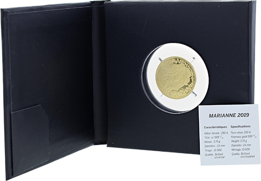 Pièce France 250 Euro Or - Marianne  Fraternité - 2019  Neuf