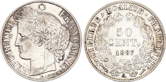 Pièce France 50 Centimes Ceres - IIIème République - 1887 A Paris