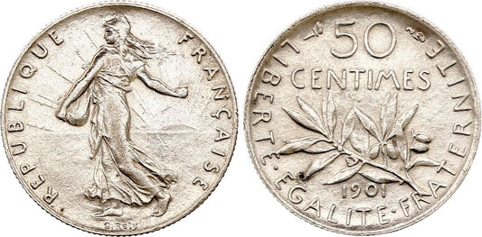 Pièce France 50 Centimes Semeuse - 1901