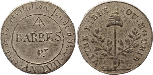 Pièce France Armand Barbès - Président du club de la Révolution - 1848 - Etain