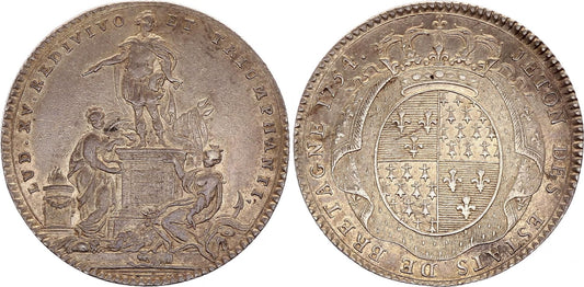 France Louis XV -  Etats de Bretagne - Rennes - 1754 - Argent